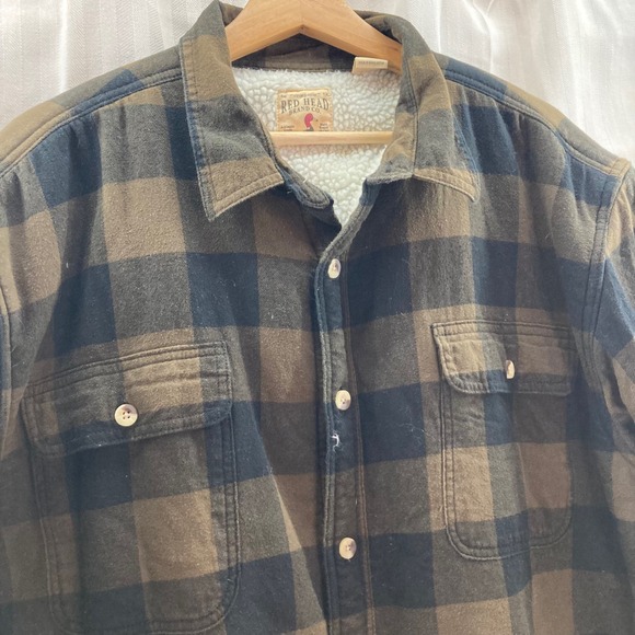Red Head Brand Co. Sherpa Lined‎ Plaid Flannel Shirt Jacket Men's XL Workwear - Picture 4 of 9